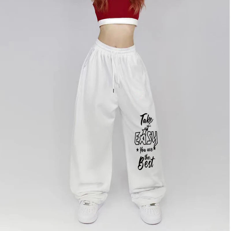Letter Print Wide Leg Pants
