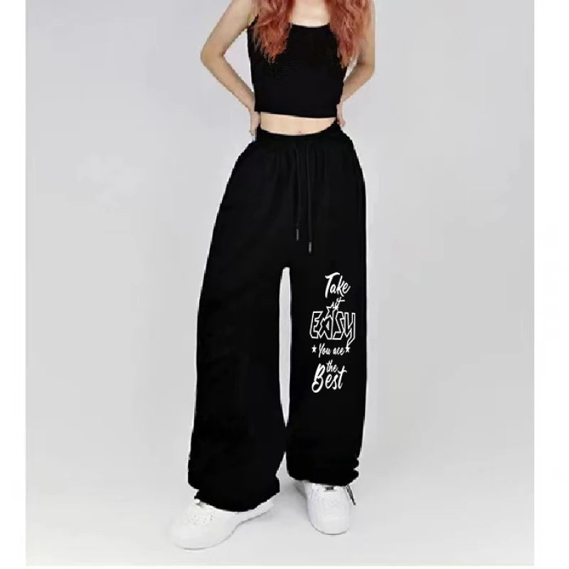 Letter Print Wide Leg Pants
