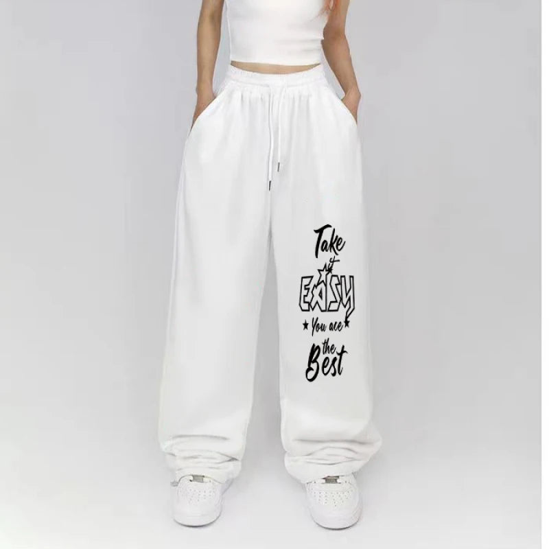 Letter Print Wide Leg Pants