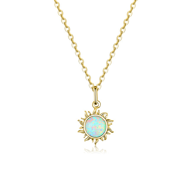 Opal Sun Pendant Necklace