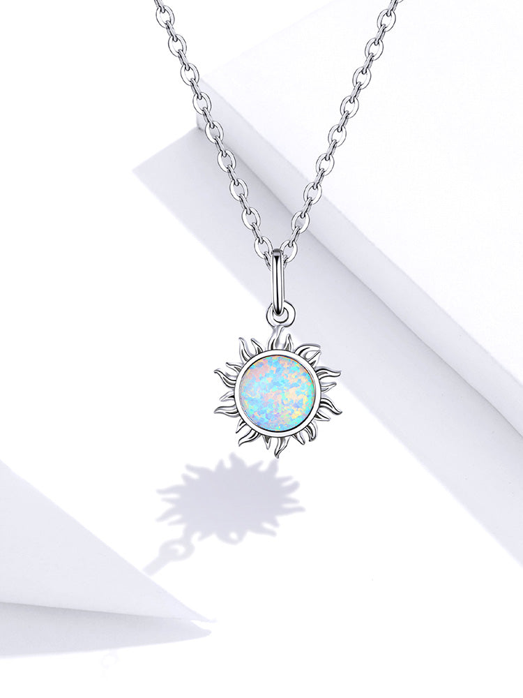 Opal Sun Pendant Necklace