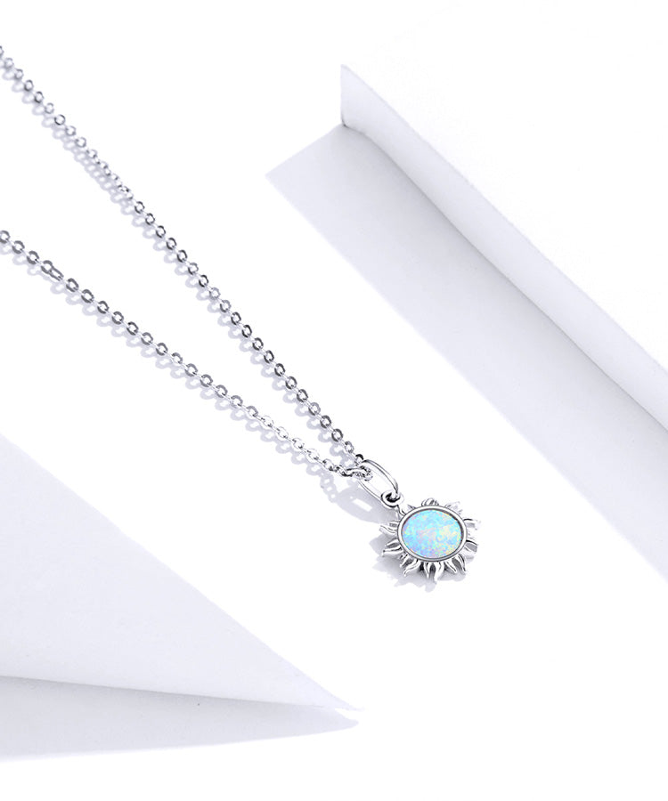 Opal Sun Pendant Necklace