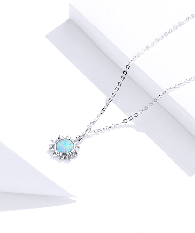 Opal Sun Pendant Necklace