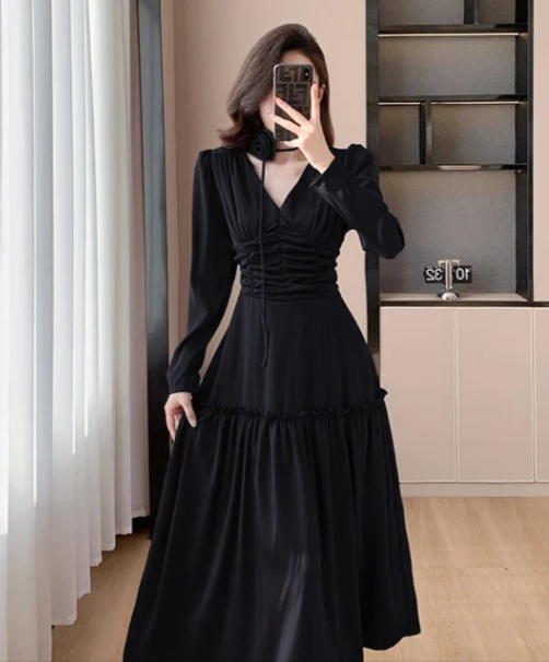 New Elegant Spring  Satin Midi Dress