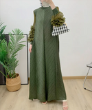 Pleated Maxi Long Dress Mesh Petal Sleeve