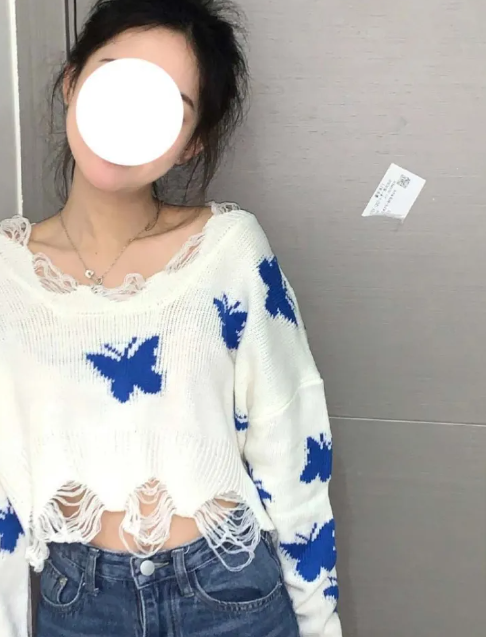 Fashion Graphic Knitted Sweater Oversized Cropped Tops Off Shoulder