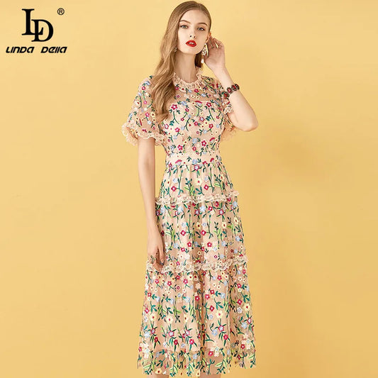 Flowers Embroidery Dress