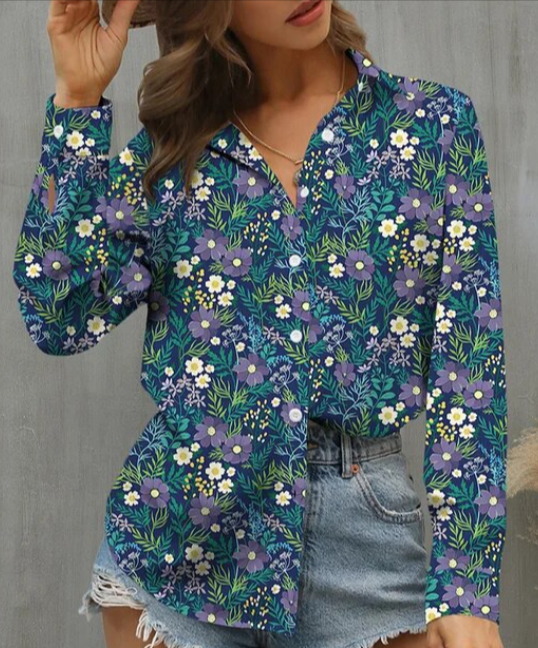 Printed Casual Blouse Temperament Long Sleeve Woman Shirt Loose Elegant Shirt Woman Weekend Top