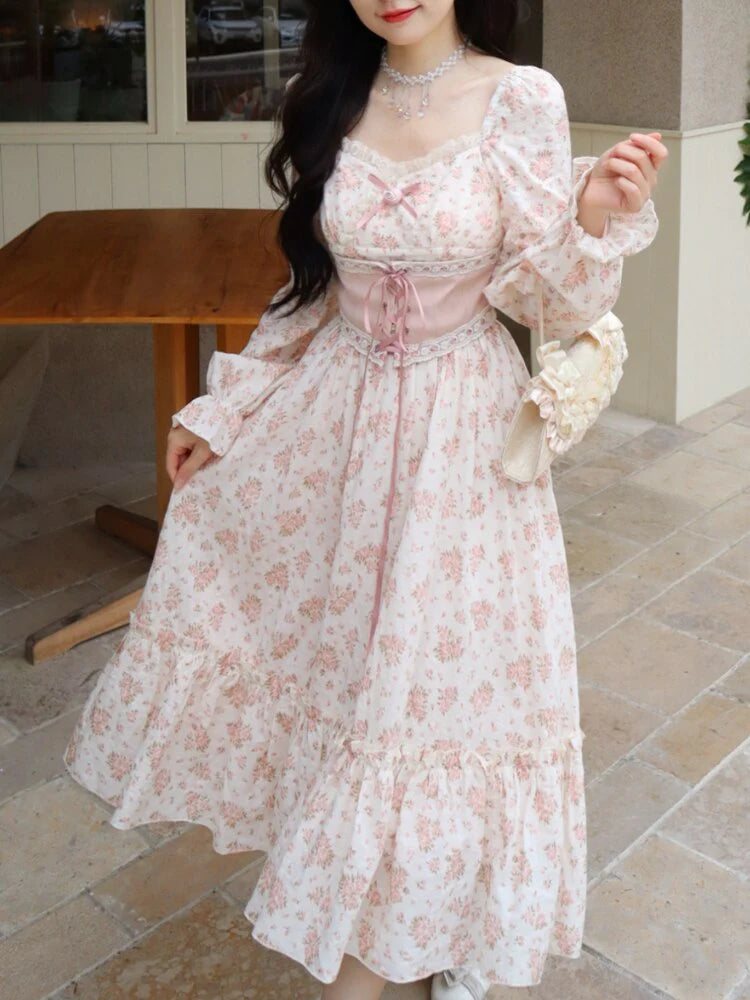 Pink Floral Elegant Dress