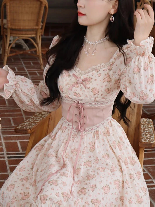 Pink Floral Elegant Dress
