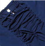 Elegant Midi Holiday Dress Casual Slit Blue Lace Up Dress