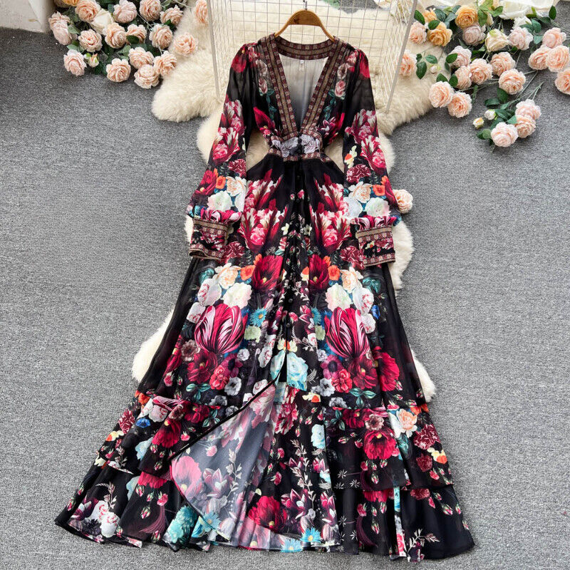 Gorgeous Flower Chiffon Cascading Ruffles Dress