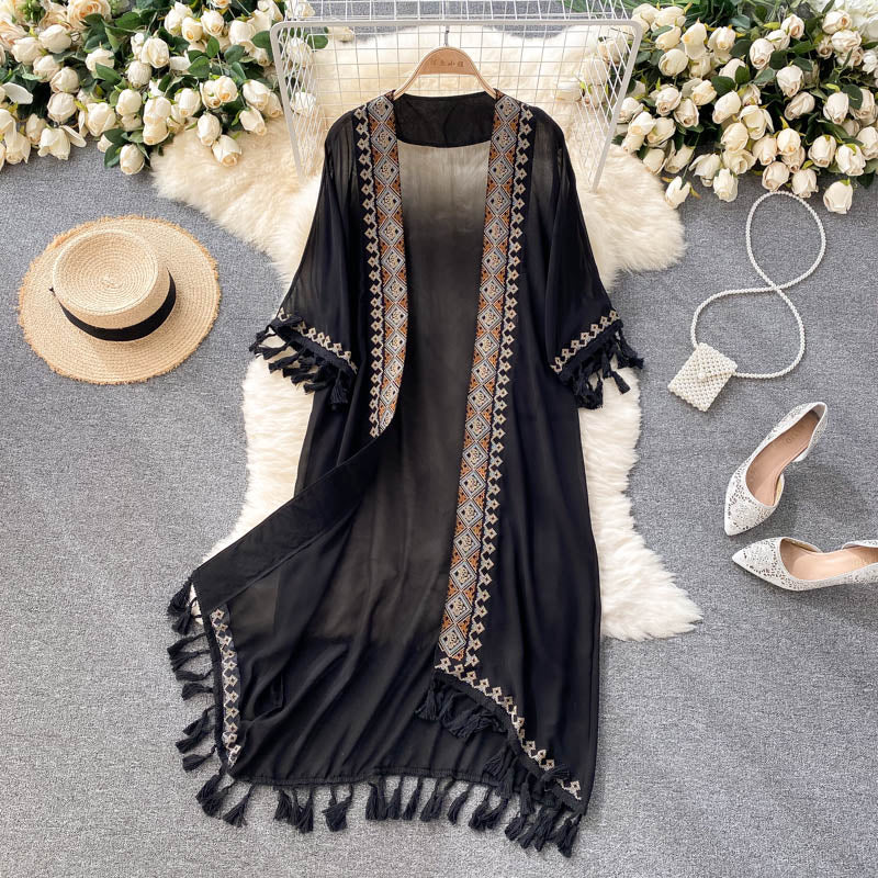 Retro Embroidery Sun Protection Shirt