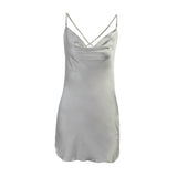 Silk Strap-Backless Mini Dress