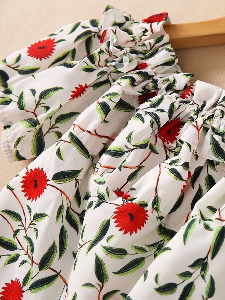 Printed Ruffled Tops-Long Skirts