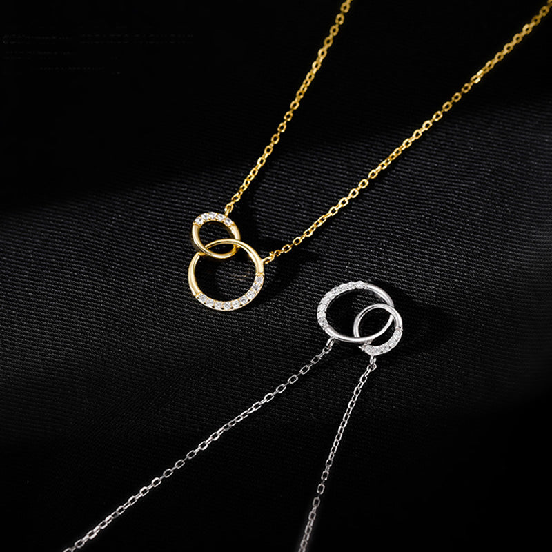 Silver Round Double Circle Necklace