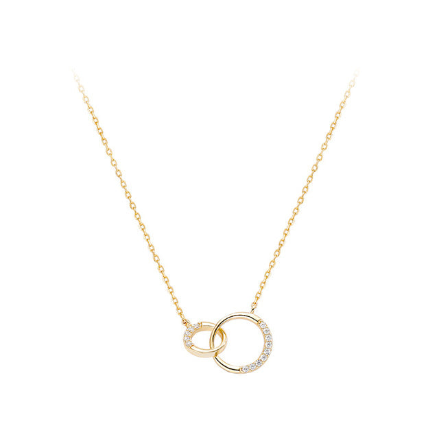 Silver Round Double Circle Necklace