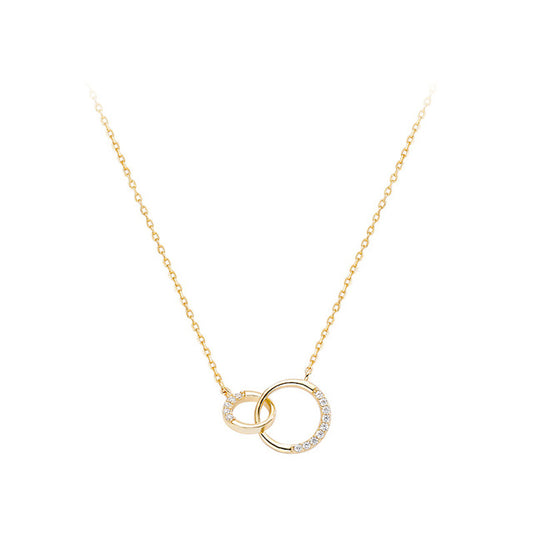 Silver Round Double Circle Necklace