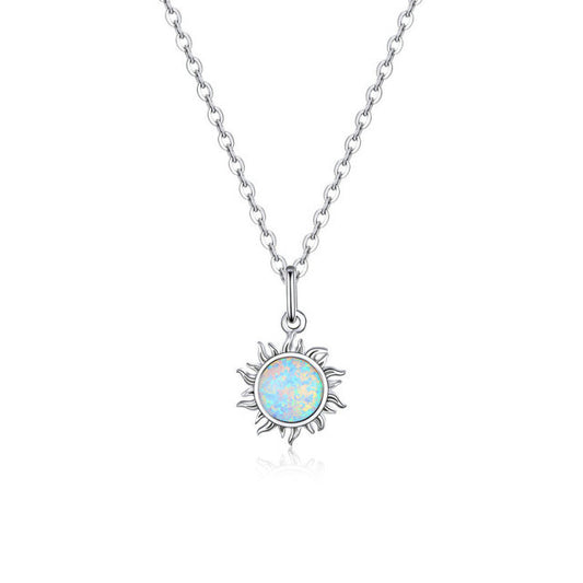 Opal Sun Pendant Necklace