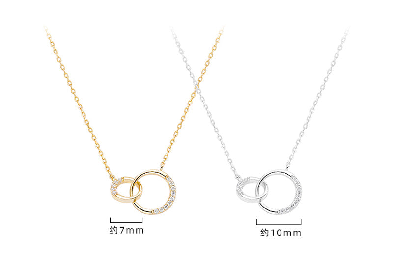 Silver Round Double Circle Necklace